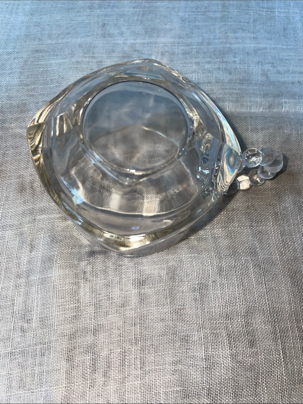 Vintage 1940’s Hazel Atlas Clear Glass Snack Tray with Handle & Cup. SET OF 4 - Picture 8 of 8